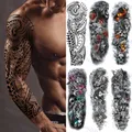 Autocollant de tatouage étanche temporaire pour hommes et femmes motif crâne de Lion tigre aigle