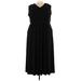 Lane Bryant Casual Dress - Midi V-Neck Sleeveless: Black Solid Dresses - Women's Size 26 Plus