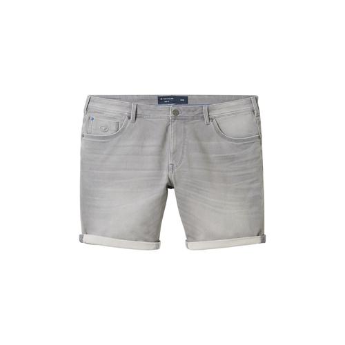 TOM TAILOR Herren Plus - Jeansshorts, grau, Uni, Gr. 42