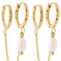 Simply Rhona Infinity Pearl Double Huggie Hoop Earrings In 18K Gold Plated Stainless Steel - Gold