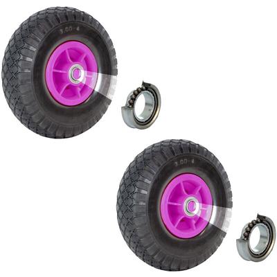 2x Sackkarrenrad 260x85mm 3.00-4 Bollerwagenrad Luftrad Ersatzrad Nabenlänge 60mm Kugellager Image
