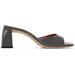 Gray Romy Patent Leather Heeled Sandals