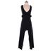 Trafaluc by Zara Jumpsuit Plunge Sleeveless: Black Solid Jumpsuits - Women's Size Small