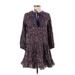 Shoshanna Casual Dress - Mini High Neck 3/4 sleeves: Purple Dresses - Women's Size Small