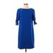Banana Republic Casual Dress - Shift Crew Neck 3/4 sleeves: Blue Solid Dresses - Women's Size X-Small