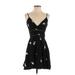 Mi ami Casual Dress - Mini: Black Floral Motif Dresses - Women's Size X-Small