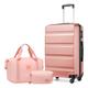 KONO Gepäck-Set Reise ABS Hartschale Kabinenkoffer mit TSA-Schloss und erweiterbarer Reisetasche & Kulturbeutel, Hautfarben und Rosa, 19 Inch Luggage Set, modisch