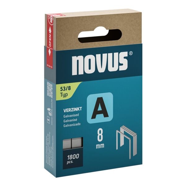 Novus 1800er-Pack Feindrahtklammern »A 53/8« 8 mm verzinkt grau Image