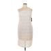 New York & Company Cocktail Dress - Bodycon Open Neckline Sleeveless: Ivory Solid Dresses - Women's Size 16