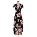 Miami Casual Dress - Wrap: Black Floral Dresses - Women's Size Small