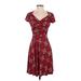 Leota Casual Dress - Wrap: Red Print Dresses - Women's Size X-Small Petite