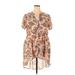 Torrid Casual Dress - Mini V Neck Short sleeves: Tan Print Dresses - Women's Size 2X Plus