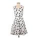 White House Black Market Casual Dress - A-Line: White Polka Dots Dresses - Women's Size 2