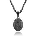 ovale edelstahl saint christopher/michael medaille halskette für männer frauen, silber gold schwarz anhänger halskette schlichter schmuck geschenke (silber saint michael (silber))