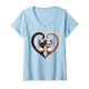 Damen Love Siamesische Katze Herz Kätzchen Katze Mädchen Frauen Kinder Baby Geschenke T-Shirt mit V-Ausschnitt