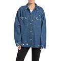 Replay Damen Jeansjacke Lang, Blau (Medium Blue 009), XXS