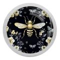 Bee Fluorescent Drawer Pulls with Screws: Round 4-Pack Glow-in-the-Dark Knobs Suitable for Cabinets Wardrobes Dressers - Furniture Decor Featuring Drawer Pulls Dresser Hardware