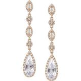 SWEETV Long Pear-Shaped Wedding Birdal Earrings for Brides Bridesmaids Crystal Chandelier Dangle Drop Earrings for Women Prom