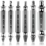Damaged Screw Extractors [6 Pieces] Screw Extractor Broken Bolt Extractor made of HSS 4341 Steel Superior Hardness 63 HRC for Damaged Bolts or Screws