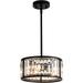 DIQIN 3-Light Drum Pendant Light Fixture Black Light Fixture Modern Hanging Pendant Lights for Kitchen Dining Room Living Room Foyer Hallway