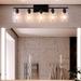 Large 5-Lights Bathroom Vanity Light Fixtures Matte Black Bathroom Wall Lights Modern Bathroom Lighting Fixtures with Clear Glass Shade Farmhouse Wall Sconces Lighting for Bathroom