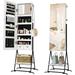Standing Mirror Jewelry Cabinet with shelf Lockable Jewelry Armoire with Interior Mirror Jewelry Organizer with Drawers Full Length Mirror Makeup Organizer Storage Idea Gift