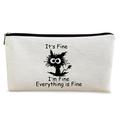 BARPERY Black Cat Makeup NG01 Bag Black Cat Gifts It s Fine I m Fine Everything is Fine Funny Cat Cosmetic Bag Zipper Travel Toiletry Bag Best Gift Idea for Cat Lovers Teen Girls Cat Moms Gifts