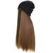 Adpan Wigs for Women Clearance Women Winter Beanie Hat Wig Knit with Long Straight/Wig Long Wavy Curly Hair Wig Warm Ladies Party Daily Weddings Wig Wigs Human Hair