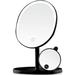 OVENTE Lighted Makeup Mirror NG01 with Magnification Rechargeable 8.5 Table Top with Storage Tray Dimmable Round LED 10X Mini Magnetic Mirror Compact for Travel USB Powered Black MOT22B