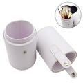 Portable Make Up Brush Holder Cosmetic Brush Bucket Storage Cylinder PU Leather Cosmetics Make Up Cup Organizer for Desk and TravelWhite