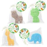 Distaratie 4 Sets Safari NG01 Baby Shower Soaps Favors with Bag Thank You Card Jungle Animal Shape Natural Kids Mini Soaps for Birthday Party Favors Decor Gifts for Kids