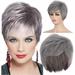 Uytogofe Fashion Ladies Wig Silver Gray Short Straight Hair High Temperature Silk Headgear Wig Lace Front Wigs Human Hair Wig Cap 360 Lace Front Wigs Human Hair Glueless Wig Human Hair Lace Front Wigs