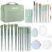 Paterr 28 Pcs Women NG01 Makeup Set Makeup Bag with Makeup Brushes Premium Synthetic Brush and Mirror for Women Travel Reusable Cosmetic(Sage Green)