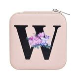 Bradem Cosmetic Bag Wash Pouch Personalized Women S Jewelry Box Travel Jewelry Box English Alphabet Flower Jewelry Makeup Bag Gifts for Women Gifts for Friends