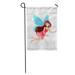 KDAGR Blue Princess Fairy Flying Pink Angel Elf Cartoon Girl Drawing Garden Flag Decorative Flag House Banner 28x40 inch