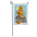 LADDKE Blue Cat Sits Roof and The Moon Sings Songs Red Garden Flag Decorative Flag House Banner 28x40 inch