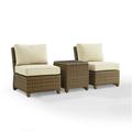 Crosley Furniture Bradenton 3 Pc Wicker / Rattan Outdoor Chair Set in Sand/Brown