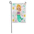 KDAGR Cute Mermaid Starfishes Cartoon Character Kawaii Fairy Undine Princess Babies Garden Flag Decorative Flag House Banner 12x18 inch