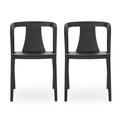 GDF Studio Janely Outdoor Stacking Dining Chair Set of 2 Black