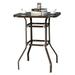 31.5 Outdoor Bistro Table Square Steel Frame High Top Bar Table All Weather Patio Bar Table Tempered Glass Table Top Garden Porch Bistro Bar Height Table JA2124