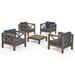 Noble House Brava Outdoor 4 Seater Club Chair & Coffee Table Set Gray