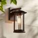 Franklin Iron Works Vintage Industrial Outdoor Wall Light Fixture Bronze Lantern 10 1/2 Seeded Glass Cylinder for Exterior Porch