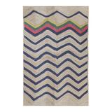 Casavani Natural Fiber Jute Rug Geometric Blue Hallway Stair Runner Carpet Outdoor Rug 4x10 feet