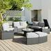 10-Piece Half Round Patio Furniture Outdoor Wicker Conversation All Weather PE Rattan Sectional Sofa Set with Loveseat Side Table Storage Box Ottoman Round Table