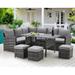 AECOJOY Patio Furniture Set 7 Pieces Outdoor Patio Furniture with Dining Table&Chair All Weather Wicker Conversation Set with Ottoman Grey
