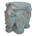 Afuera Living Outdoor 12.5 Stone Garden Stool in Copper Patina Green
