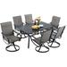 5PCS Patio Dining Set of 4 Swivel Dining Chairs and Square Metal Dining Table with 1.57 Umbrella Hole Outdoor Dining Furniture for Kitchen & Backyard