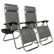 LemoHome Infinity Zero Gravity Chair Pack 2 Outdoor Lounge Patio Chairs with Pillow and Utility Tray Adjustable Folding Recliner for Deck Patio Beach Yard Gray