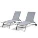 Ezra Outdoor Chaise Lounge with Wheels (Set of 2) - Light Gray
