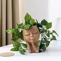Face Planter Pot Head - Head Planters Flower Pot with Drainage Hole Cute Lady Face Flower Pot with Tray for Home Garden Succulents Cactus (Black Medium)